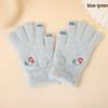 Korean Style Christmas Embroidered Warm Wool Touchscreen Gloves for Men and Women