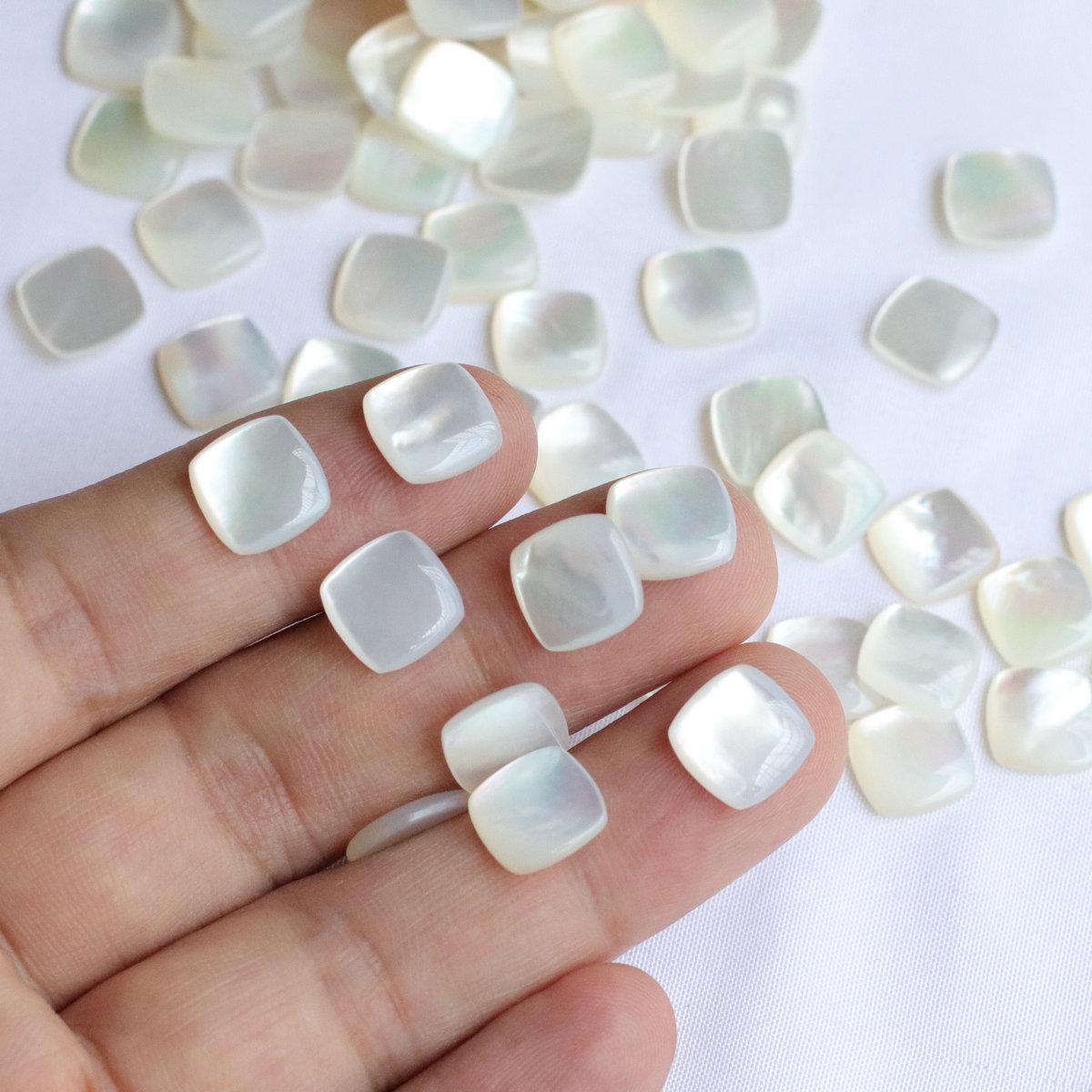 White Mother-of-Pearl 10mm Shell Slice Half-Face Sticker for DIY Jewelry