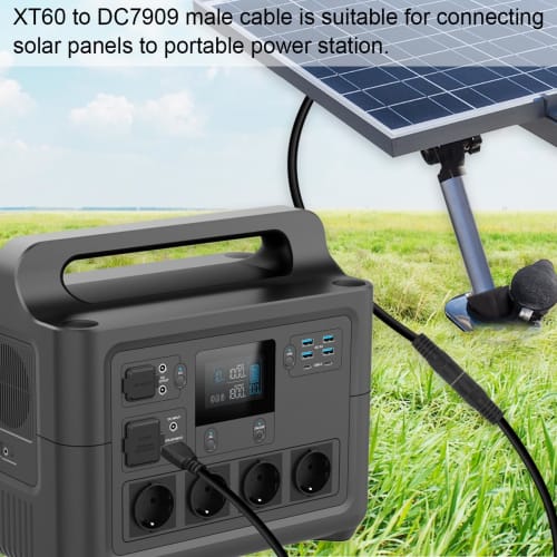 Xiatiaosann XT60 Cable, Solar Power Cable, DC8mm DC7909 to XT60 Female Cable for RC Lipo Battery Portable Power Station, DC 7.9mm x 0.9mm to XT60 14AW