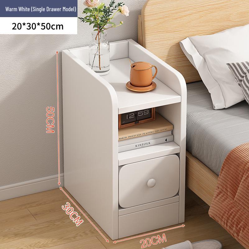 Compact Bedside Table with Storage Shelf for Small Spaces