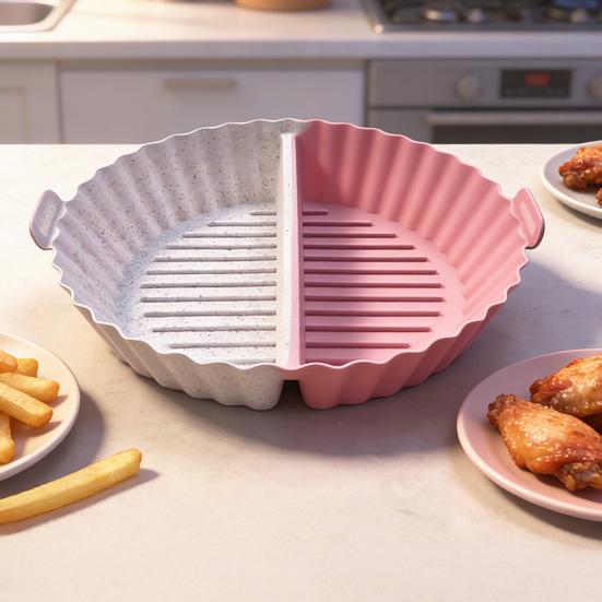 Partition Cooking Pan Non-Stick Silicone Baking Pan with Partition Design Heat Resistant ...