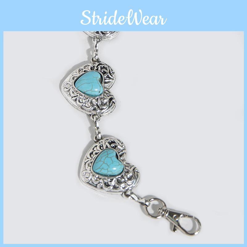 Women Metal Waist Chain With Heart Shaped Turquoise For Chic Winter Accessories
