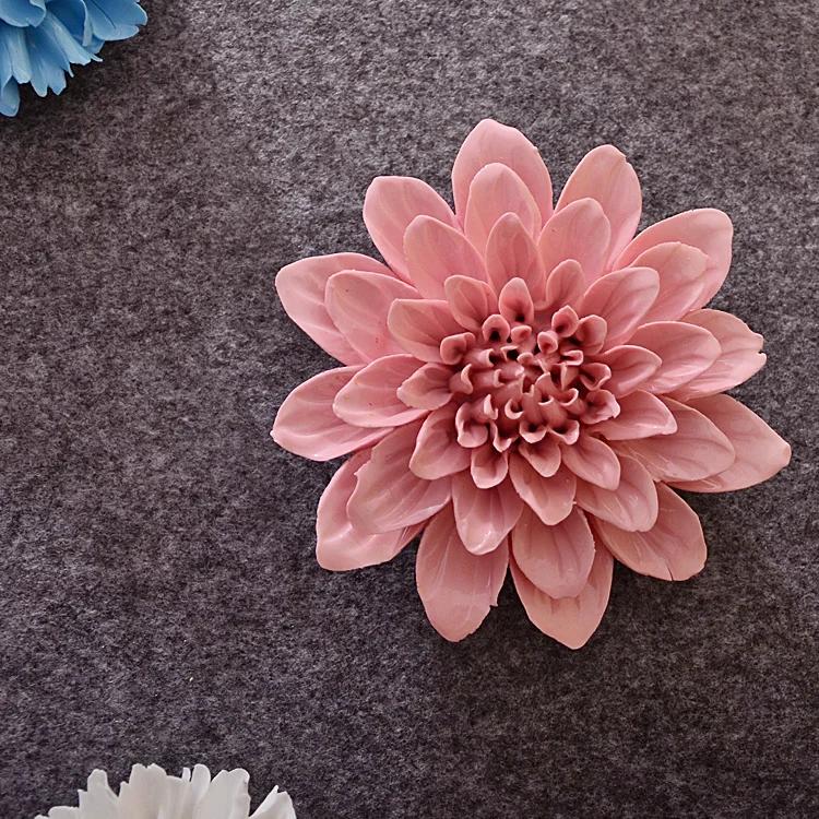 High Quality Handmade Ceramic Flower Wall Craft Home Livingroom Creative Wall Hanging Decoration Background Wall Mural Ornaments