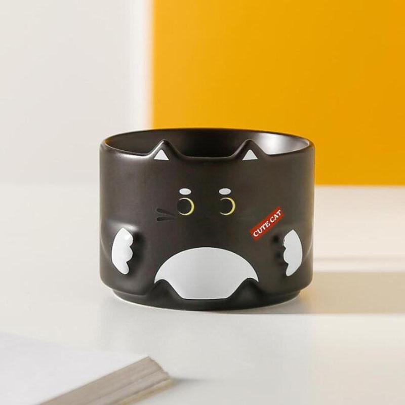 

Cartoon Cat s Ear Cup Ceramics 300ML Stacked Cup Stackable Water Goblet Creative Mug Copper Cups with Handle Ceramic Mug 301-400ml чёрный