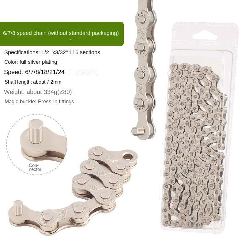 Variable speed Chain Gold Electroplated Anti-rust Chain 116 Links for Shimano SRAM Parts MTB Chain Road Bike 1 Speed 8 9 10 11 S