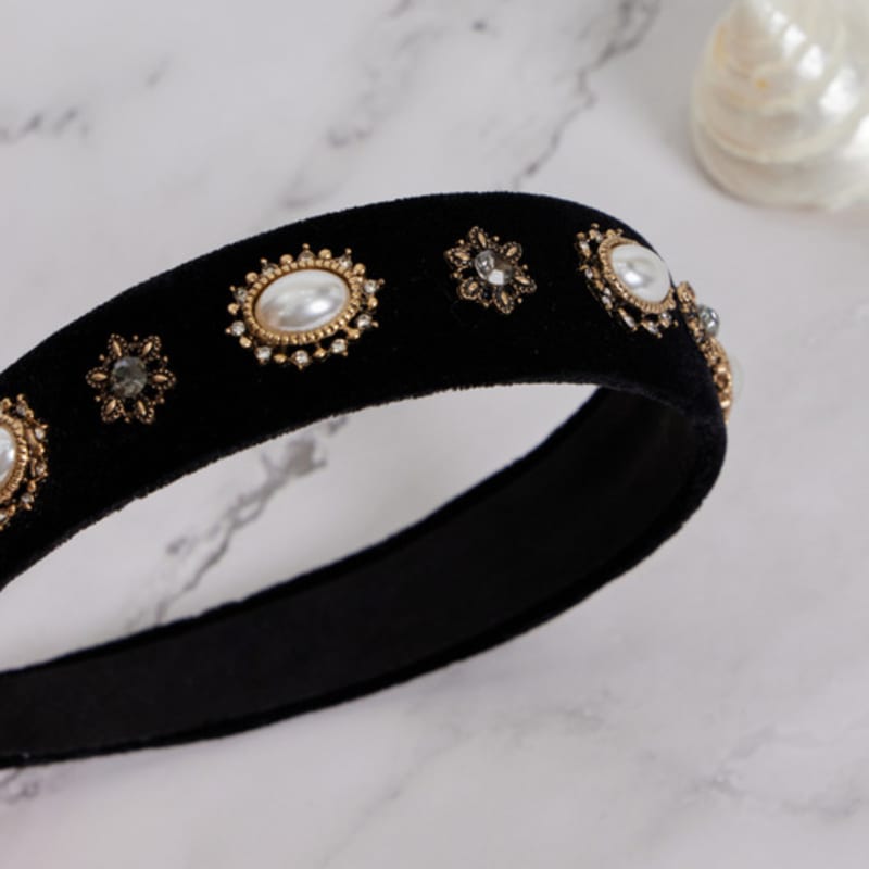 MAIA Velvet Antique Pearl Hairband