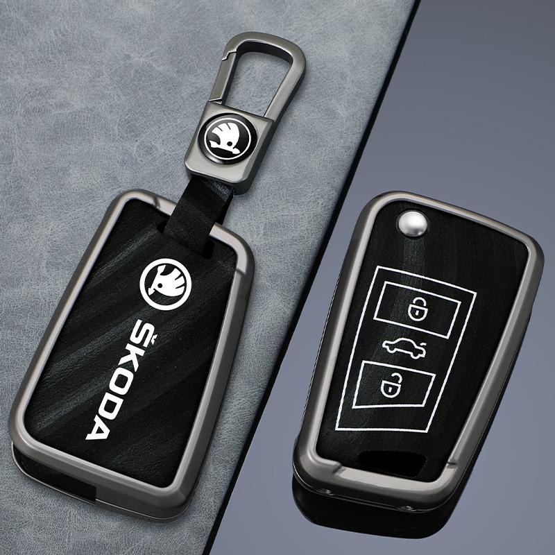 JKFB8 Car Flip Remote Key Fob Case Cover for Skoda Octavia A5 A7 Fabia Superb Kodiaq Karoq Protector Holder Shell Keychain Accessories