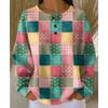 Women's Crew Neck Long Sleeve Waffle Knit Henley Top Loose Fit Casual Sweatshirt