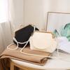 Cloth Kiss Lock Shoulder Bag Large Capacity Solid Color Chinese Style Crossbody Bag Pearl Chain Handheld Vintage Women's Handbag