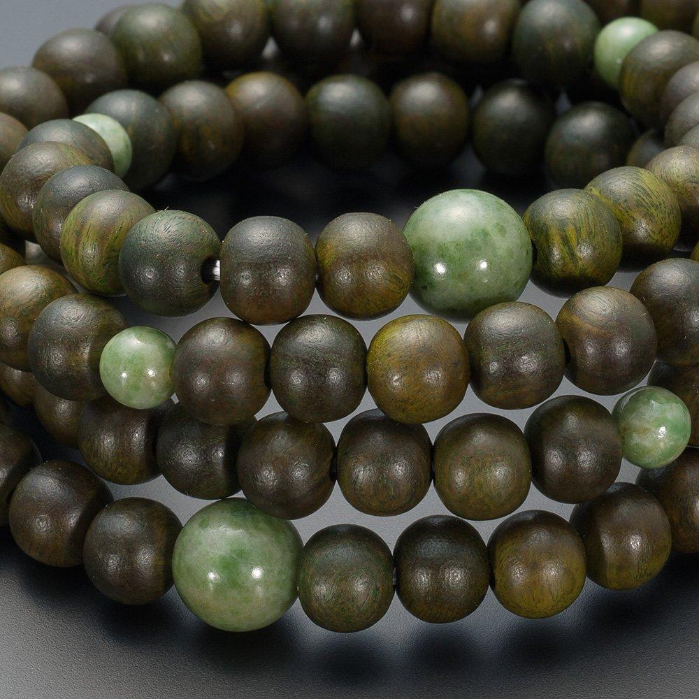 Buddhist Altar Shop Takita Shoten Specially Selected Bracelet Prayer Beads 108 Beads Green Sandalwood of Dokzan Beads Honshiki Prayer Beads Mala Bead