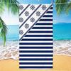 Nautical Pattern Beach Towel, Digital Printing Thin Quick-Dry Anti-Sand Microfiber Lightweight for Swim Yoga Travel Gym Gift