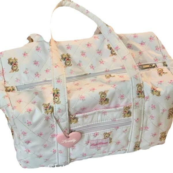 Niche Large-Capacity Short Trip Girl Commuter Student Class Shoulder Tote Bag Floral Fabric