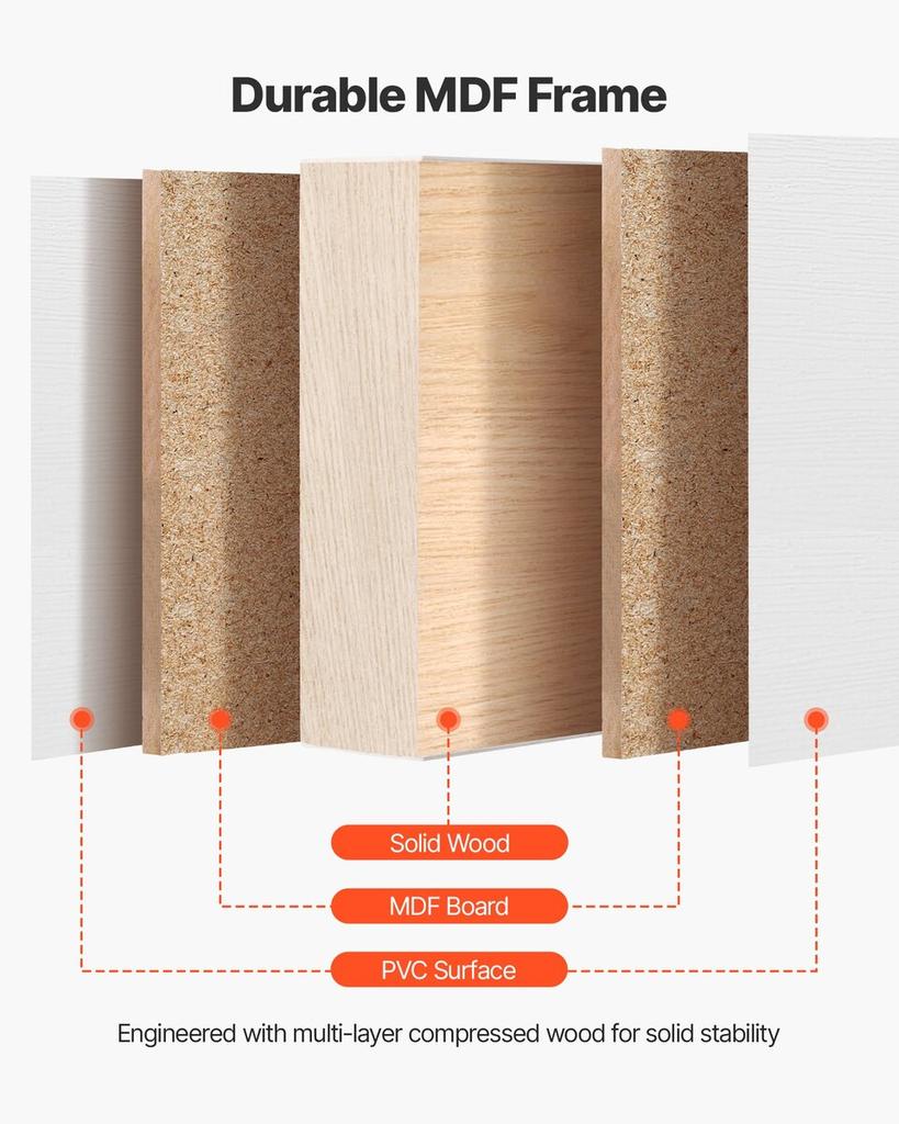 Sliding Closet Door, 1219mm (Double 635mm) x 2032 mm, 5-Lite Frosted Glass Bypass Sliding Doors with Hardware Kit, Solid Wood & MDF Slab with