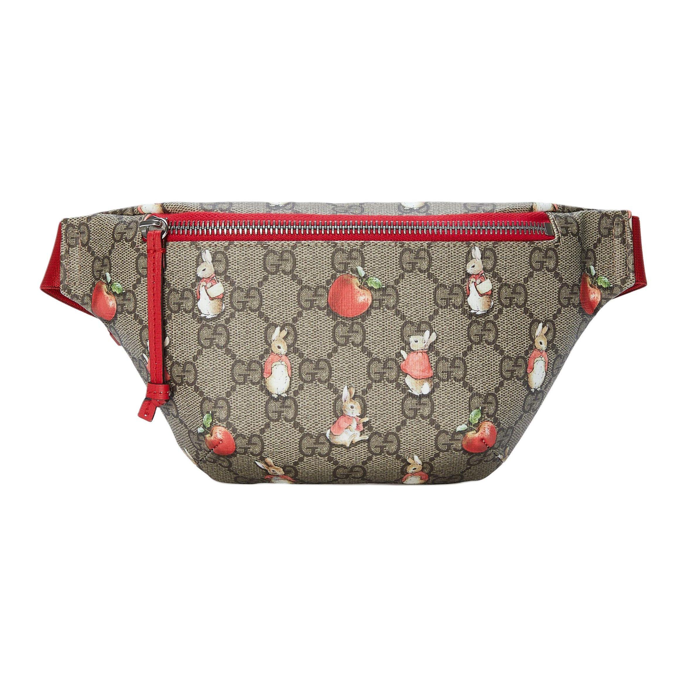

Gucci X Peter Rabbit™ Collaboration Animal Print Zipper Canvas And Leather Waist Bag Kids Waist Bag Ebony Green Red 502095-FACZL-8462 Box(Basic Set+Box)