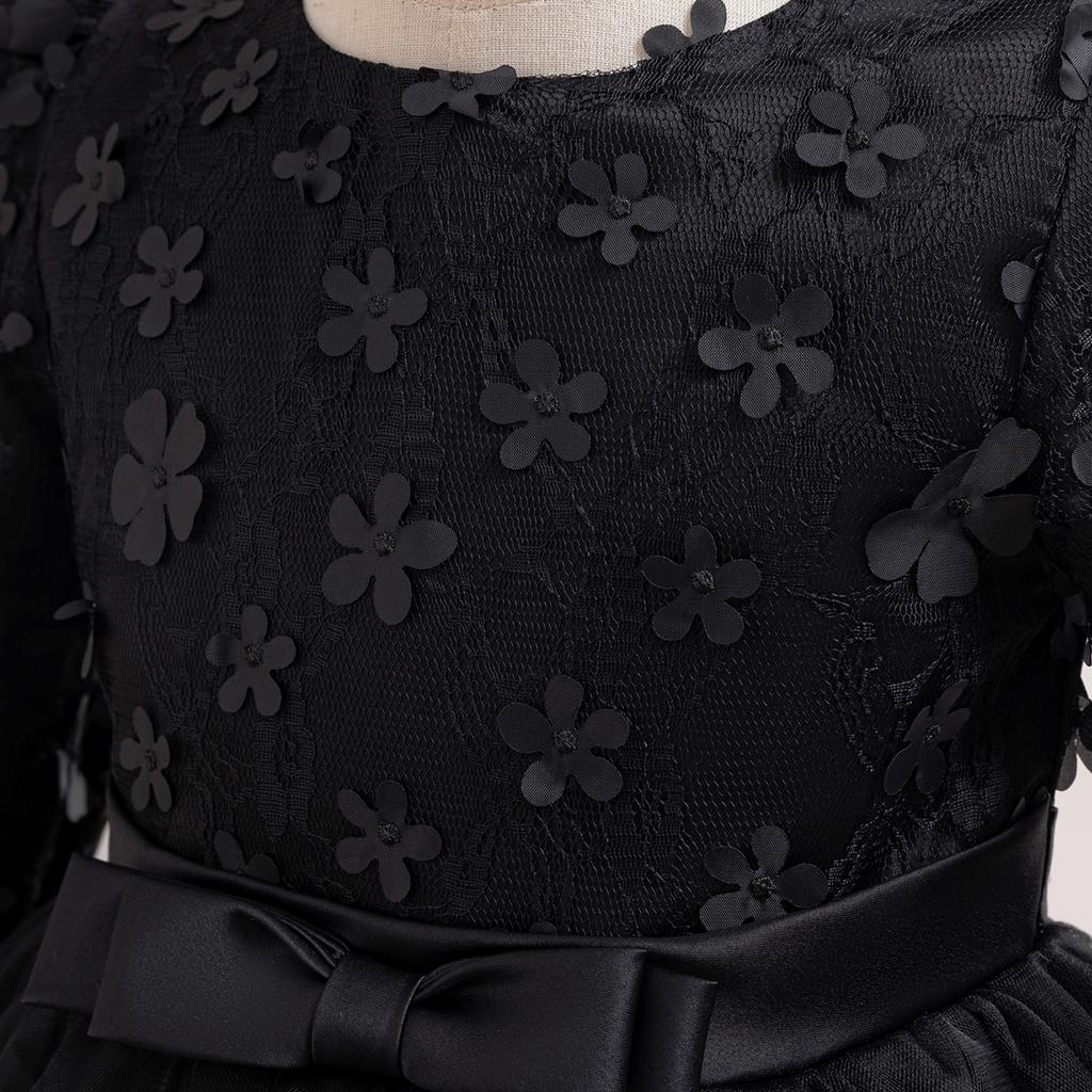 Flower Girl Princess Dress For Weddings Summer Kid Formal Bow Long Gown For School Evening Party Children New Year Cloth DZ752