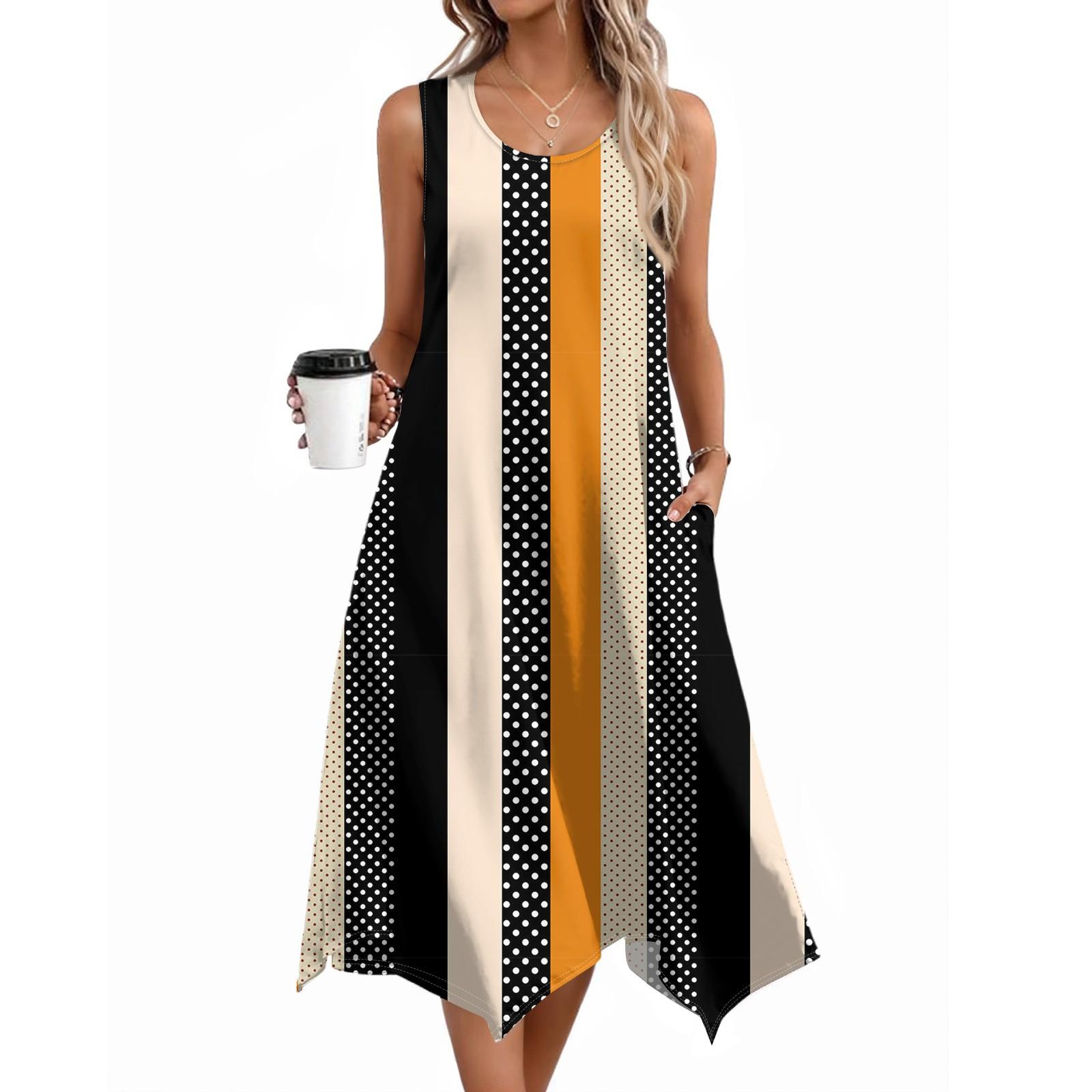 

Женское повседневное платье на лето, платье-майка, свободное пляжное платье с карманами, расклешенный миди-сарафан XL жёлтый