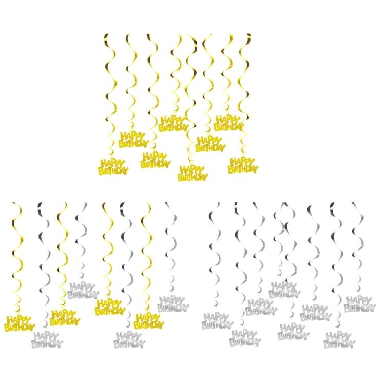 Birthday Supplies Swirls Party Decors Birthday Decors Set with Hanging Decors Spirals Hanging Set Multicolored Ornament