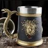 600ML Snake Resin Stainless Steel Beer Mug Stein Creative Tankard Skull Coffee Cup Tea Mug Tumbler Pub Bar Decor Vintage Gothic