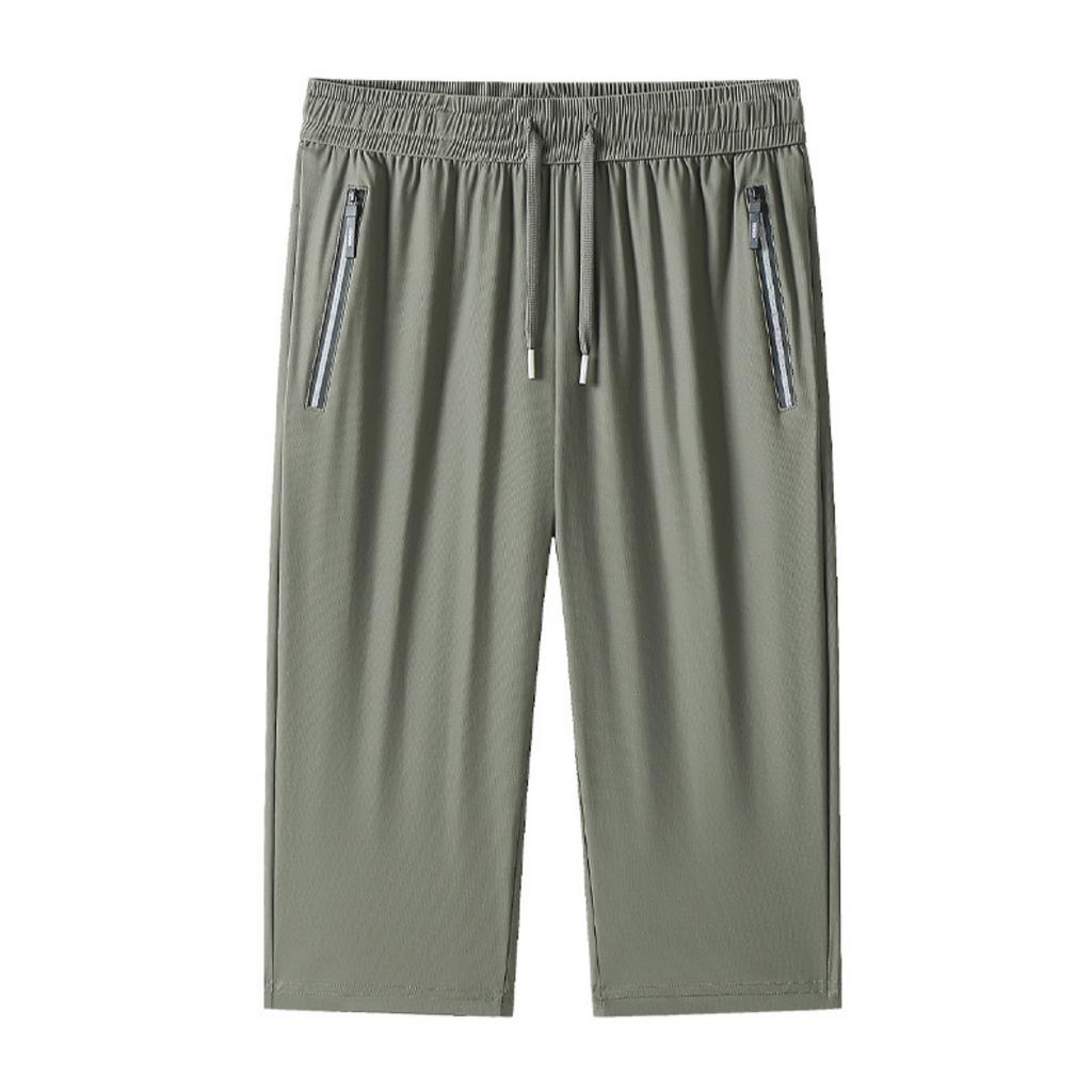 Men's Loose Fit Lightweight Stretch Quick Dry Breathable Athletic Seven Quarter Length Shorts with Zipper Pockets for Casual Sports Outdoor Activities