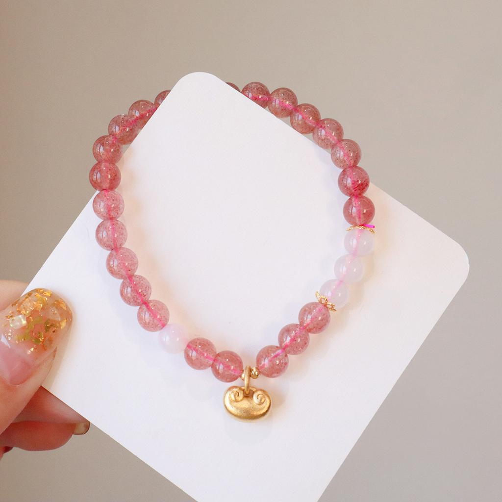 Natural Crystal Strawberry Crystal Pearl Bracelet. Bangles Women Fashion Jewelry Accessories Gift
