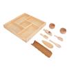 Montessori Sensory Bin Tools with Wooden Box for Toddlers Bowls Scoops Pretend Dish Toys for