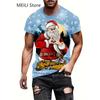 Christmas T-Shirts Summer Funny Santa Claus Fashion Tops Tee Mens Shirts Summer Holiday Boys Casual Crew Neck Oversized T-Shirts