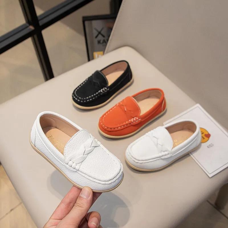 Spring Autumn Girls Causal Uniform School Shoes New Versatile Kids Simple Boys Leather Shoes Fashion Children's Flat Loafers
