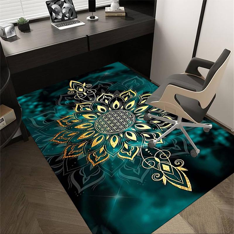 1PC Mandala Lotus Extra Large Non Slip Floor carpet, Office, family, Studio   Large Area Rug Indoor Rugs, Bold Statement Piece