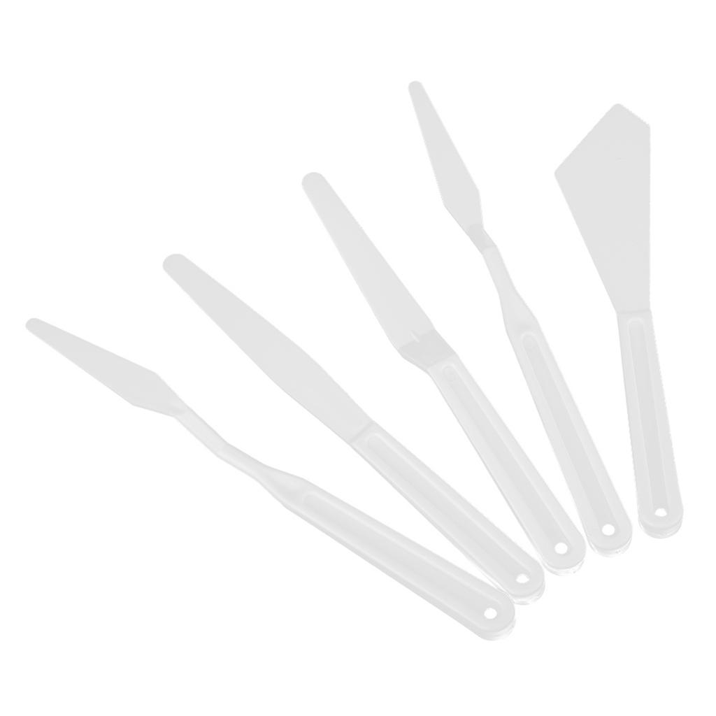 6pcs White Plastic Painting Palette Knives Paint Art Pigment Spatulas