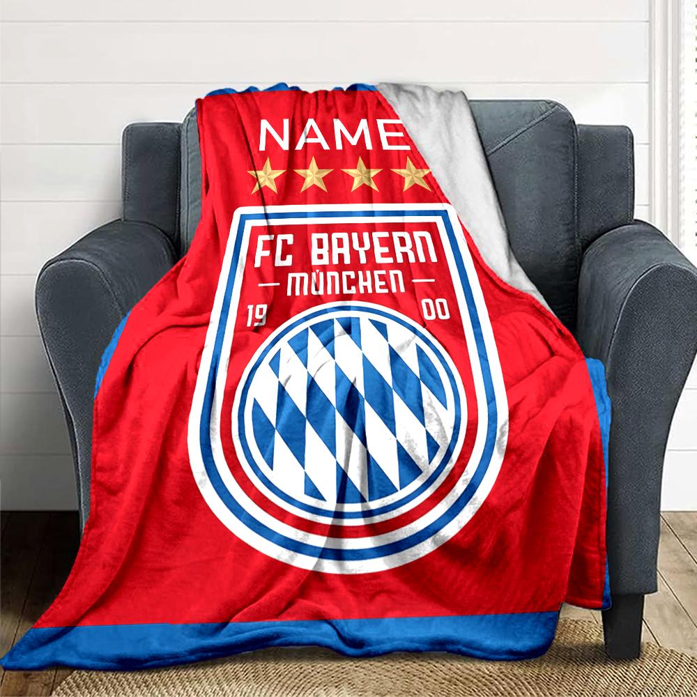 Custom Name Bayern Munich Crest Blanket for Couch & Bed, Plush Cozy Fuzzy Blanket Super Soft & Warm Blankets for Fall and Winter. 0908224