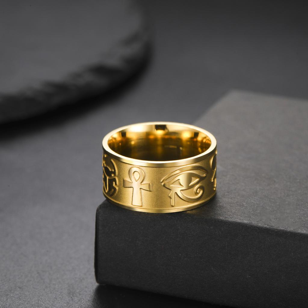 Cazador Vintage Auge des Horus Ankh Kreuz Ring Altes Ägypten Symbol Fingerringe Edelstahl Amulett Schmuck Geschenk für Frauen Männer