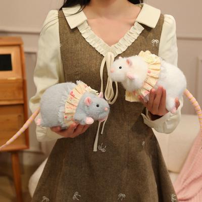 Mouse Plush Animal Doll with Lace Cute Rat Toy Soft Stuffed Skirt Bow Decoration Decorative Plush