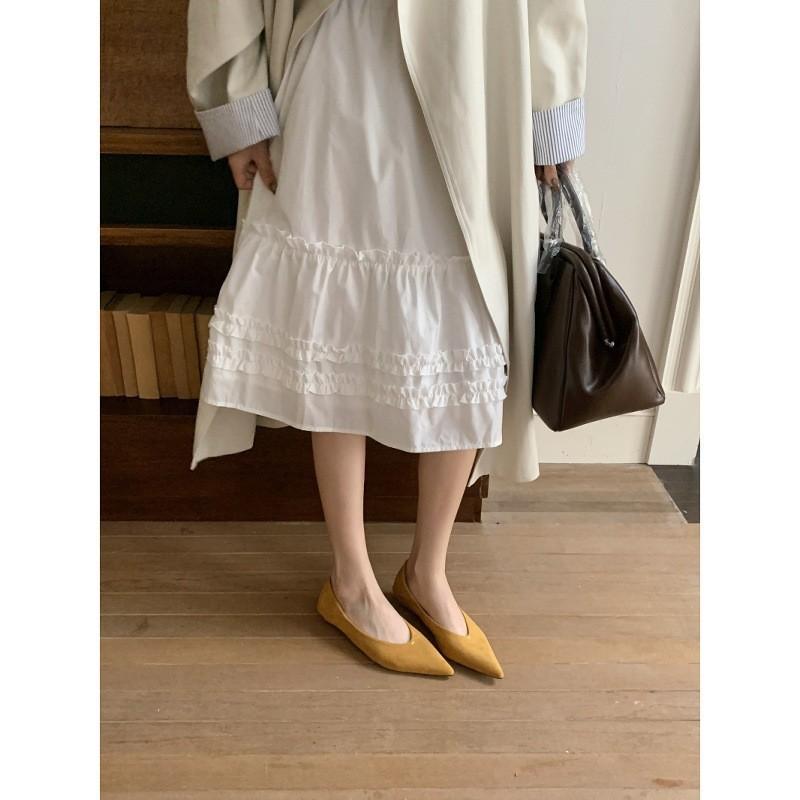 Retro pointed suede single shoes women's autumn and winter versatile one-pedal shallow mouth commuter work shoes