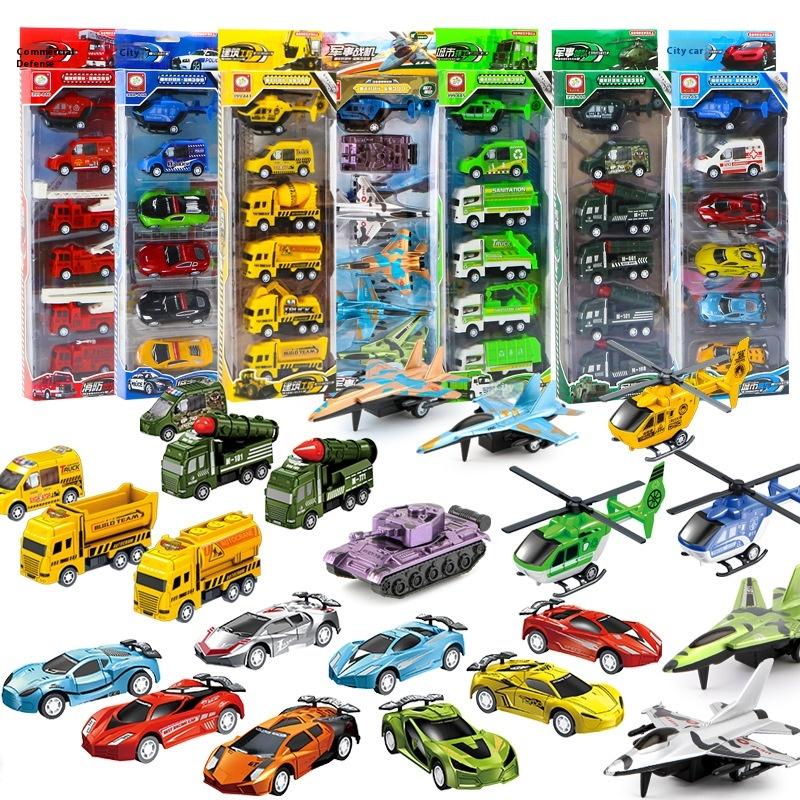 4/6Pcs New Pull Back Engineering Vehicle Boys Toys Kids Toy Car Inertia Sanitation Truck Models For Children Ideal Gifts