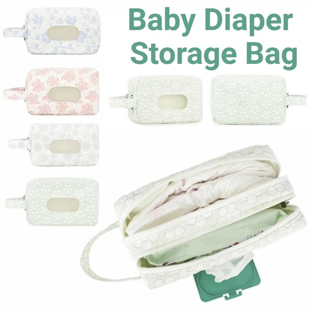 Flower Pattern Baby Diapers Storage Pouch Paper Towel Diaper Handbag  Travel Accessories