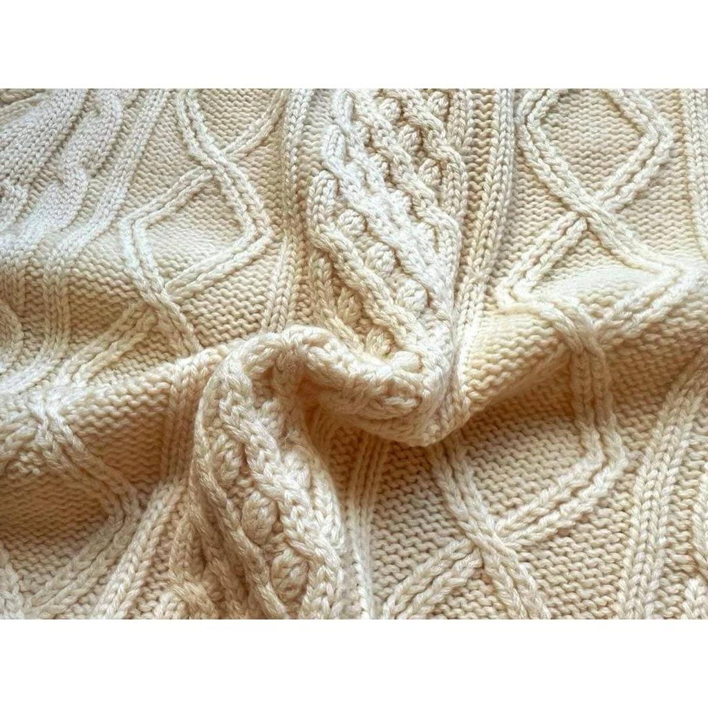 Used 80s~ Overseas Purchase Shawl Collar Cardigan Off-White L Walnut Buttons