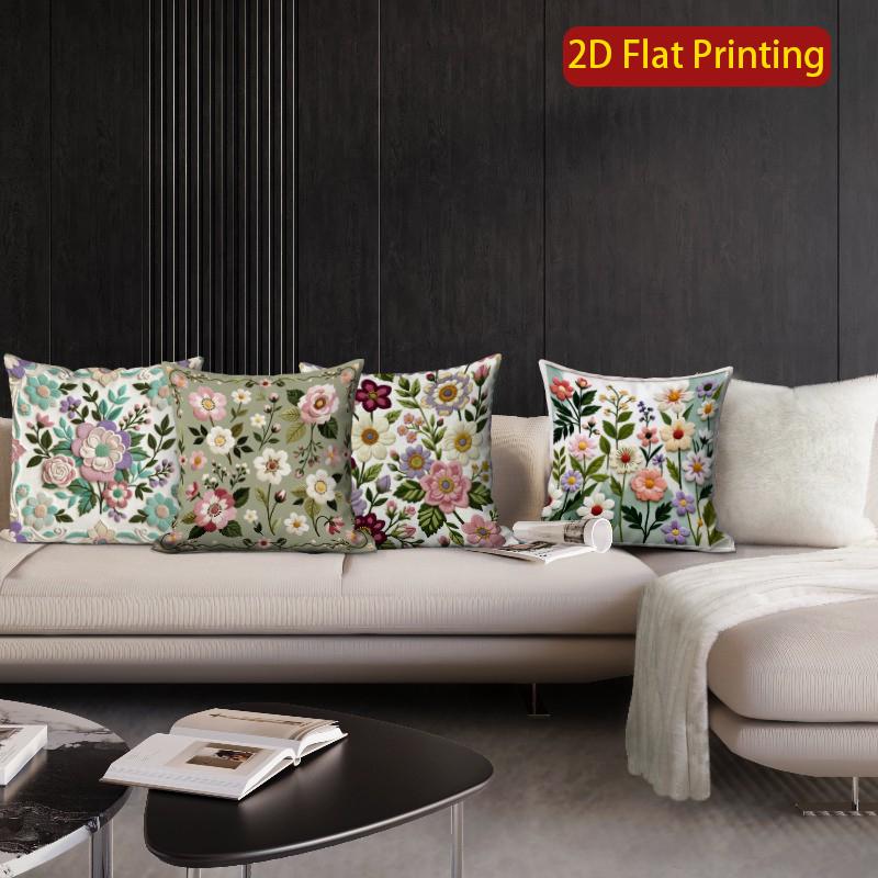2D Vintage Floral Embossed Style Throw Pillow Covers Pattern Cushion Cover Suitable For Sofa Bedroom Car Pillow Cover