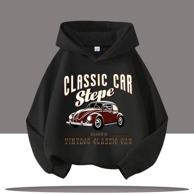Winter and Autumn Fashion Brand Boys' Sport Shirts, Children's Hooded Shirts with Lettered Cartoon Prints, Girls' Casual Tops