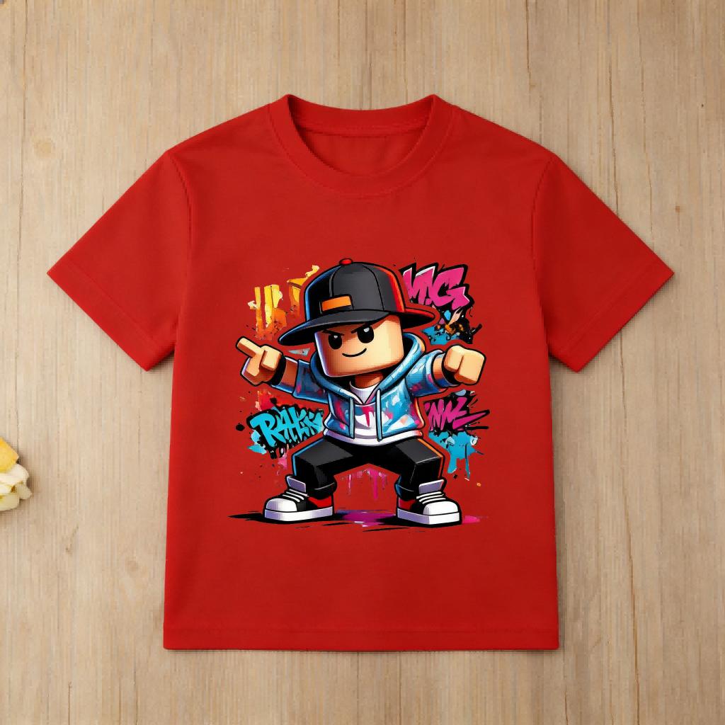 Colorful Splash Art Roblox Kids T Shirt Boys Girls Casual Short Sleeve Cotton Tops Childrens Daily Outfit 414Y