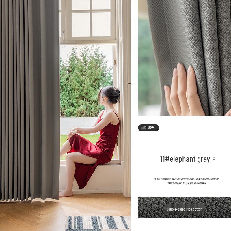 Modern Full Blackout Matcha Green Cotton Linen Curtains for Bedroom, Balcony, and Living Room