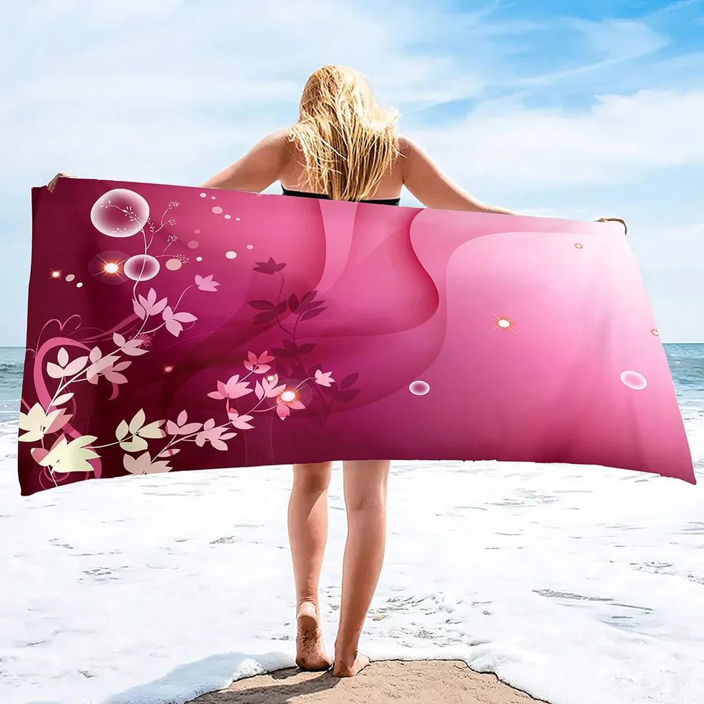 Microfiber Flowers Daisy Rose Beach Towel Blanket,Sand Proof Swimming Floral Flowers Bath Pool Towel for Travel Camping Sport