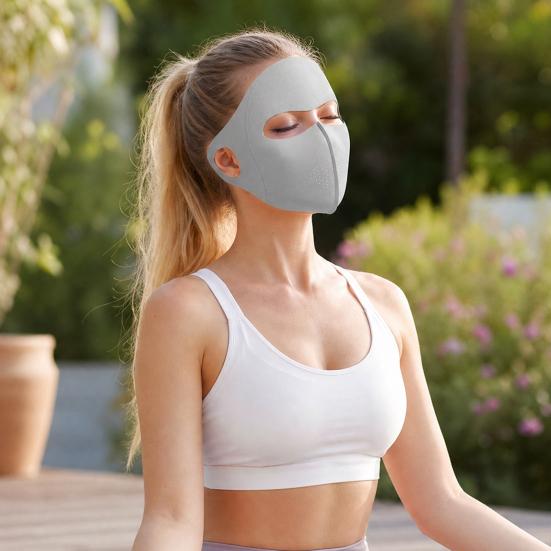 Soft Ice Silk Face Guard, Full Face Wrapping Face Protector, Breathable Holes Face Shield with Elastic Ear Loop for Outdoor Cycling Hiking Fishing