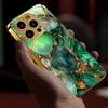 Green and gold rock patterned tempered glass phone case suitable for iPhone 17 16 15 14 13 12 11 Pro/Max/Plus shockproof
