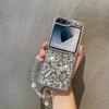 For Samsung Galaxy Z Flip 7 FE 6 5 4 3 5G Fashion Cute Rhinestone Butterfly Diamond Case Cover with Bling Crystal Hand Strap