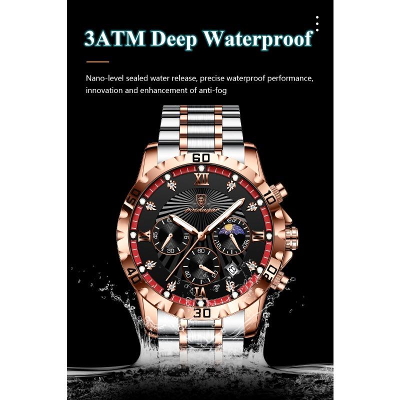 POEDAGAR Luxury Military Watch For Men Waterproof Luminous Chronograph Date Wristwatch Stainless Steel Quartz Watches