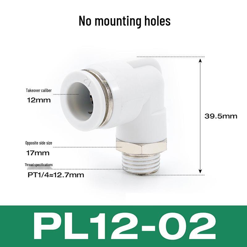Premium White Male Thread Elbow PL8-02 Pneumatic Connector, 4-M5/6-01/10-03/12-04 Air Tube