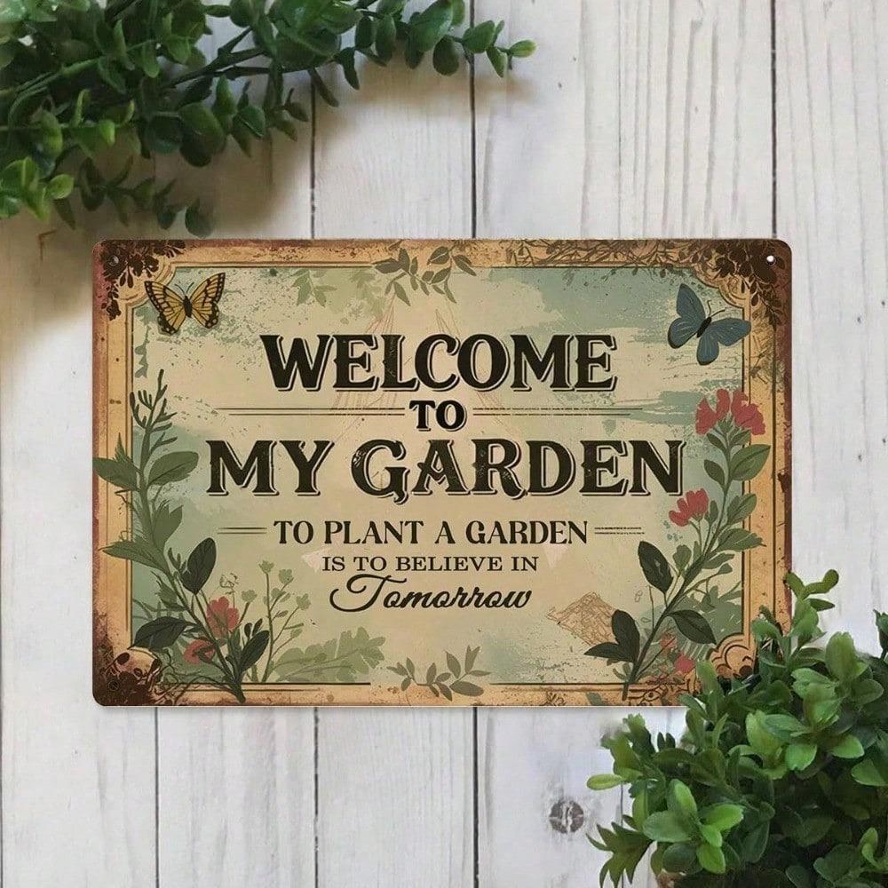 Vintage Metal Garden Sign Welcome To My Wall Art Outdoor Decor