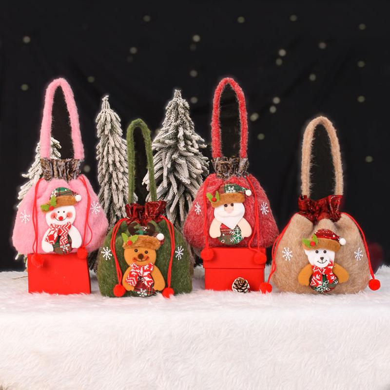 Internationale Weihnachts-Jutesack-Geschenktüten-Ornamente: Zeichentrick-Apfel- und Süßigkeitstüten für den Kindergarten