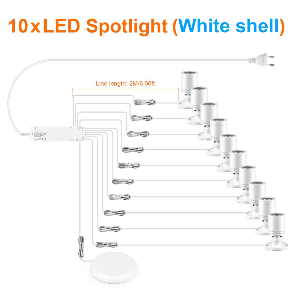 Collection Display Cabinet Under-Shelf LED Spotlights With Touch Sensor Dimmable Switch For Wine Jewelry Toy Decorative Lights
