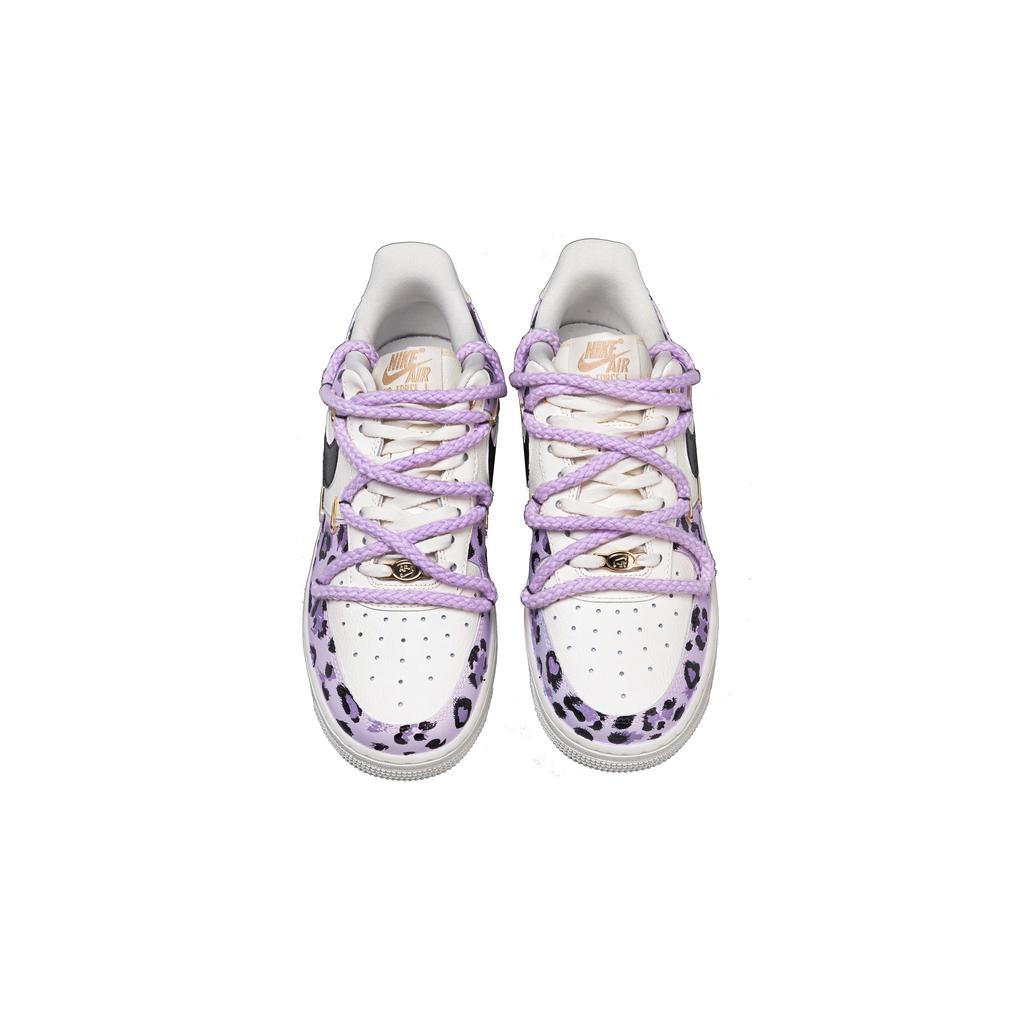 Nike Air Force 1 Fialový Leopard Umělá Kůže Odpružení Lehké Nízké Skateboardové Boty Unisex Bílá Fialová FV3654-111(team1333--BOX2)